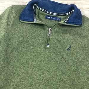 Nautica Men's Green Sweater pullover quarter zip small preppy nautical winter